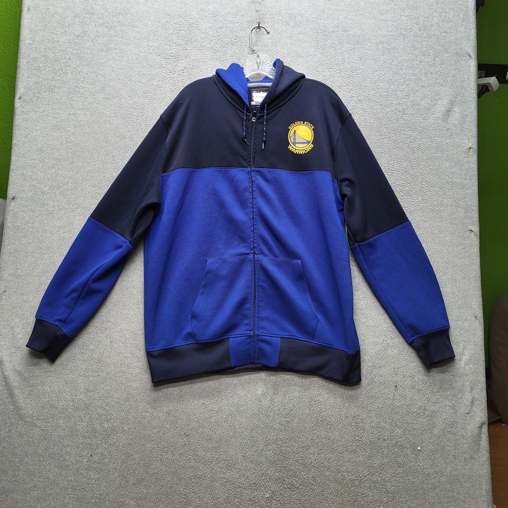 Golden State Warriors Men Hoodie XL Blue NBA Colorblock Logo Activewear READ